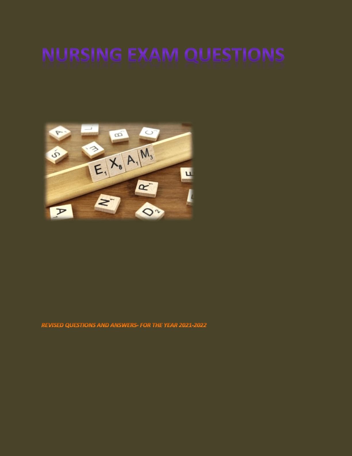 NURSING EXAM QUESTIONS 2021 Browsegrades